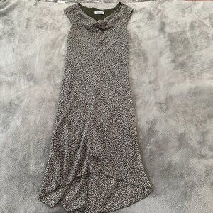 Vintage 90s Y2K Jonathan Martin Green Floral Cowl Neck Slip Midi Dress SMALL*